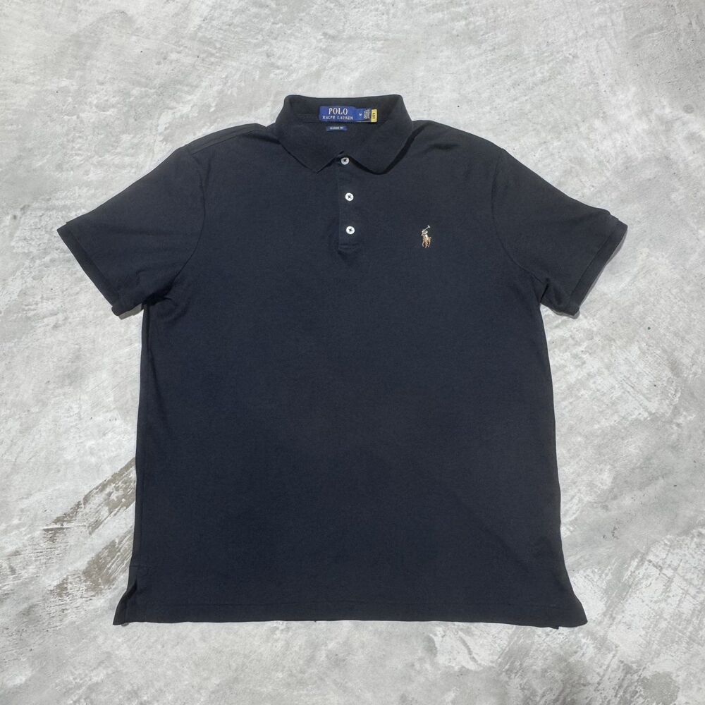Polo Ralph Lauren Classic Fit Polo Shirt Mens M Navy Pique Cotton